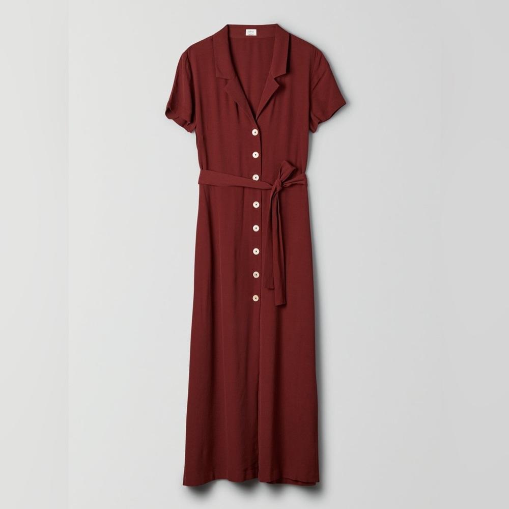 Wilfred Aritzia Sonore button-up Japanese crepe collared shirt midi dress - Picture 3 of 7